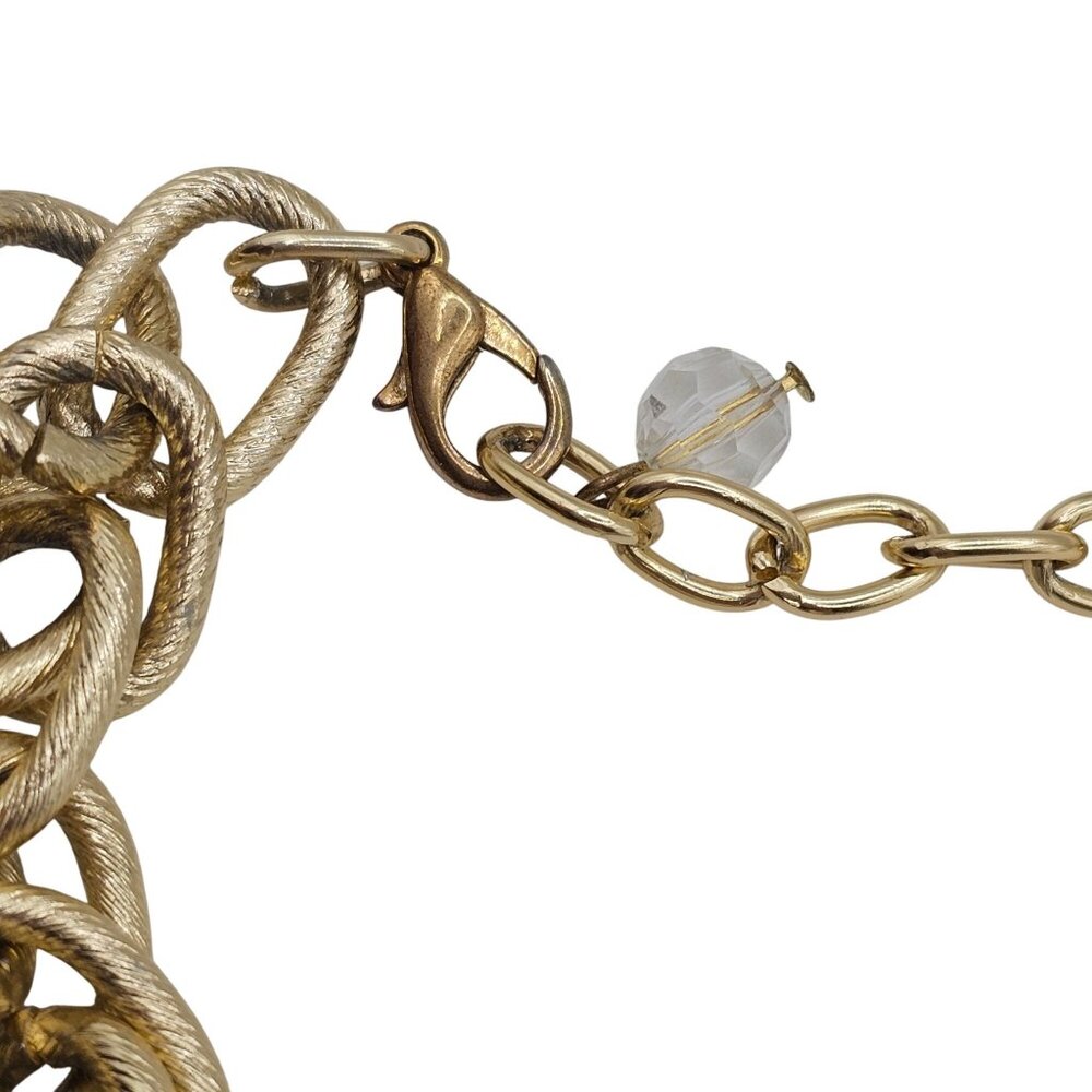 Chunky Statement Gold Tone‎ White/Gray Bead Chain Chic Fashion Jewelry Necklace - Picture 6 of 11